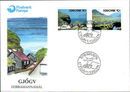Feroe Poste Obl Yv:242/243 Norden'93 Village De Gjogo Torshaven 5-4-93 Fdc - Faroe Islands