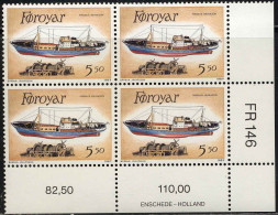 Feroe Poste N** Yv:146 Mi:152 Magnus Heinason Bateau De Pêche Coin D.feuille X4 - Färöer Inseln