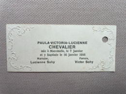 CHEVALIER Paula Victoria Lucienne - °MARCINELLE 1916 - SOHY - Naissance & Baptême