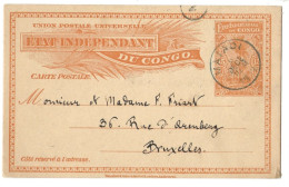 !!! CONGO, ENTIER POSTAL DE 1903 AU DÉPART DE MATADI POUR BRUXELLES - Entiers Postaux