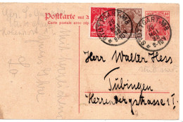 64741 - Deutsches Reich - 1922 - 40Pfg Germania GAAntwKte (Frageteil) M ZusFrankatur STUTTGART -> Tuebingen - Lettres & Documents