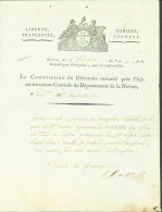 Révolution An 4 Nièvre Nevers Lettre Autographe Signature Commissaire Du Directoire De La Nièvre Destitution - Politisch Und Militärisch