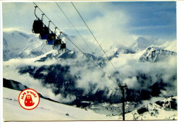 CPSM / CPM 10.5 X 15 Isère L'ALPE D'HUEZ 1860-3350m Le Télécabine Reliant Le Village D'Huez à L'Alpe D'Huez - Sonstige & Ohne Zuordnung