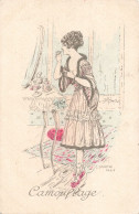 Illustration Illustrateur C. Santini Camouflage CPA Femme Sexy Maquillage Toilette - Sailing