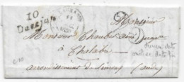 AUDE Lettre Cursive 10 / DAVEJAN 30mm + Taxe 25 Décembre 1850  Dernière Date Connue  Combinaison Rare Avec Taxe 25 - 1801-1848: Précurseurs XIX