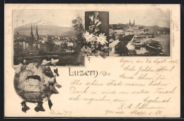 AK Luzern, Ortspartie, Pilatus, Felswand  - Lucerna