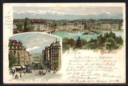 Lithographie Genève, Quai Du Mont Blanc, Rue Du Mont Blanc  - Genève