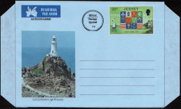 Jersey Aérogr N** (104) Aerogramme La Corbière Lighthouse 20p P.update 4p - Jersey