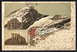 Lithographie Säntis, Gasthof Säntis Und Meteorologische Station  - Sonstige & Ohne Zuordnung