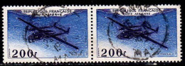 France Avion Obl Yv:31 Mi:988 Noratlas Paire (Beau Cachet Rond) - 1927-1959 Afgestempeld