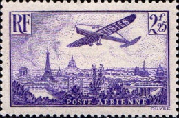 France Avion N* Yv:10 Mi:307 Avion Sur Paris (défaut Gomme) - 1927-1959 Postfris