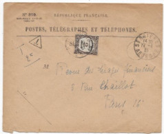 Enveloppe Des Postes Timbre 2F Recouvrement Càd SERRIERE ARDENNES 1935 Pas Fréquent - 1859-1959 Briefe & Dokumente