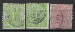 1869 GERMANY Wurttemberg Set Of 3 Used Stamps (Michel # 36a,38) CV €8.50 - Afgestempeld