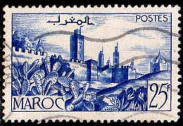 Maroc (Prot.Fr) Poste Obl Yv:265A Mi:267 Remparts (Lign.Ondulées) - Gebraucht