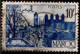 Maroc (Prot.Fr) Poste Obl Yv:259 Mi:258 Fèz Jardins & Remparts (cachet Rond) - Used Stamps