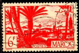 Maroc (Prot.Fr) Poste Obl Yv:258 Mi:256 Oasis Atlas & Palmeraie (TB Cachet Rond) - Gebruikt