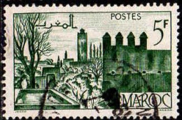 Maroc (Prot.Fr) Poste Obl Yv:257 Mi:254 Fèz Jardins & Remparts (cachet Rond) - Oblitérés