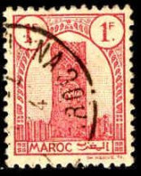 Maroc (Prot.Fr) Poste Obl Yv:211 Mi:195 Tour Hassan Dent 12 G.brillante (TB Cachet Rond) - Gebruikt