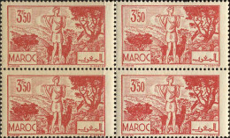 Maroc (Prot.Fr) Poste N** Yv:231A Mi:224 Berger Sous Arganiers Bloc De 4 (Petit Pt De Rouille) - Nuevos