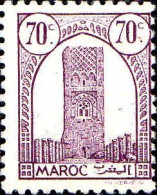 Maroc (Prot.Fr) Poste N** Yv:209B Mi:193B Tour Hassan Dent.12 Gom.mate - Unused Stamps