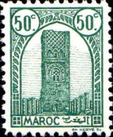 Maroc (Prot.Fr) Poste N* Yv:207A Tour Hassan Dent.11½ (Trace De Charnière) - Nuovi