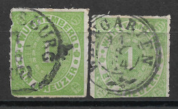 1869 GERMANY Wurttemberg Set Of 2 Used Stamps (Michel # 36a) CV €6.00 - Oblitérés