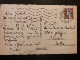 CP VUE GENERALE TP M DE DECARIS 0,25 OBL.MEC.2-7 1964 BERNAY ENTREPOT(27)à Vicomte De LA BARRE DE NANTEUIL ST PATERNE 72 - Spoorwegpost