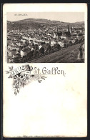 Lithographie St. Gallen, Ortsansicht Vom Berg Aus  - Saint-Gall