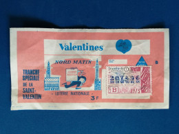 Billet Loterie Nationale Saint Valentin Nord Matin 1973 - Lotterielose