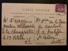 CP TP PAIX 40c OBL.25-9 35 SAINT PATERNE SARTHE à Vicomtesse De LA BARRE DE NANTEUIL ST PATERNE 72 - 1921-1960: Modern Tijdperk