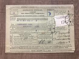 Assurances Sociales Assuré Des Professions Agricoles Attestation De Versement 1939 - Documentos Históricos