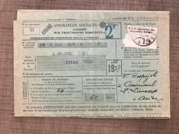 Assurances Sociales Assuré Des Professions Agricoles Attestation De Versement 1937 - Documentos Históricos