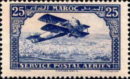 Maroc (Prot.Fr) Avion N** Yv:  2 Mi:39 Biplan Sur Casablanca (Thème) - Vliegtuigen