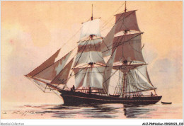 AHJP9-1077 - BRICK - TYPE DE NAVIRE LONG COURRIER A DEUX MATS ET VOILES CARREES  - Sailing Vessels