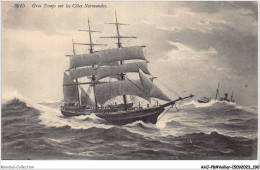 AHJP8-1002 - GROS TEMPS SUR LES COTES NORMANDES  VOILIER - Sailing Vessels