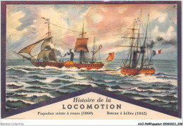 AHJP6-0736 - HISTOIRE DE LA LOCOMOTION - PAQUEBOT MIXTE A ROUES - BATEAU A HELICE - Dampfer