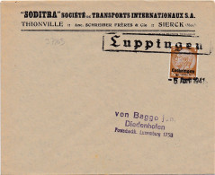 37263# HINDENBURG LOTHRINGEN LETTRE Obl LUPPINGEN 5 Avril 1941 LUPPY MOSELLE THIONVILLE - Brieven En Documenten