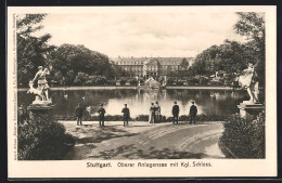 AK Stuttgart, Oberer Anlagensee Mit Kgl. Schloss  - Stuttgart