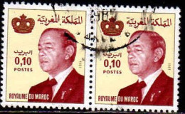 Maroc Poste Obl Yv: 905 Mi:978 Hassan II & Couronne Paire (cachet Rond) - Maroc (1956-...)