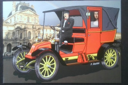 ► RENAULT AG 0 CV 1910 -  TAXI Parisien Au Louvre Joconde Passagère  - CPM Illustrateur - Taxis & Droschken