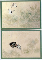 LOT 4 CPM Doubles * PAPILLONS * Reproduisant Aquarelle Chinoise Du 19e Siècle* Printed Switzerland - Mariposas