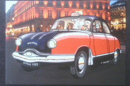 ► PANHARD DYNA 1955 -  TAXI Parisien Avec Brigitte BARDOT En Passagère   - CPM Illustrateur - Taxi & Fiacre