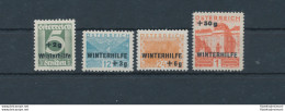 1933 AUSTRIA, N. 437/440, Soccorso Invernale Soprastampa "Winterhilfe", 4 Valori - MNH** - Autres & Non Classés
