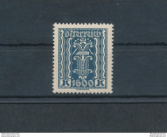 1923-24 AUSTRIA, N. 319 - 1600 Kr Ardesia - Allegorie Valori Complementari Dentellati 12 ½ , 1 Valore - MNH** - Altri & Non Classificati