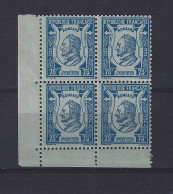 FRANCE 1924 Y&T N°209**- 75c Bleu S. Azuré. Pierre De Ronsard. Bloc X 4 T. Bas Gauche De Feuille + Marges. - Ongebruikt