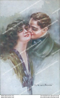 Cb376 Cartolina Art Deco Donnina Coppia Innamorati Militare Illustratore Santino - Autres & Non Classés
