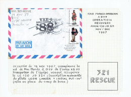 38e Expédition - Raid Franco-Américain D59 Opération Recovery Avion 130 JD 321 TP Américain OB US NAVY 12/12/87 - Lettres & Documents