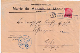 37269# HINDENBURG LOTHRINGEN LETTRE Obl MONTINGEN 6 Juin 1941 MONTOIS LA MONTAGNE MOSELLE METZ - Briefe U. Dokumente