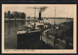 AK Bregenz Am Bodensee, Hafen Mit Dampfer  - Autres & Non Classés