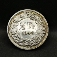 1/2 FRANC SUISSE ARGENT 1948 B BERNE HELVETIA DEBOUT / SWITZERLAND SILVER - 1/2 Franc